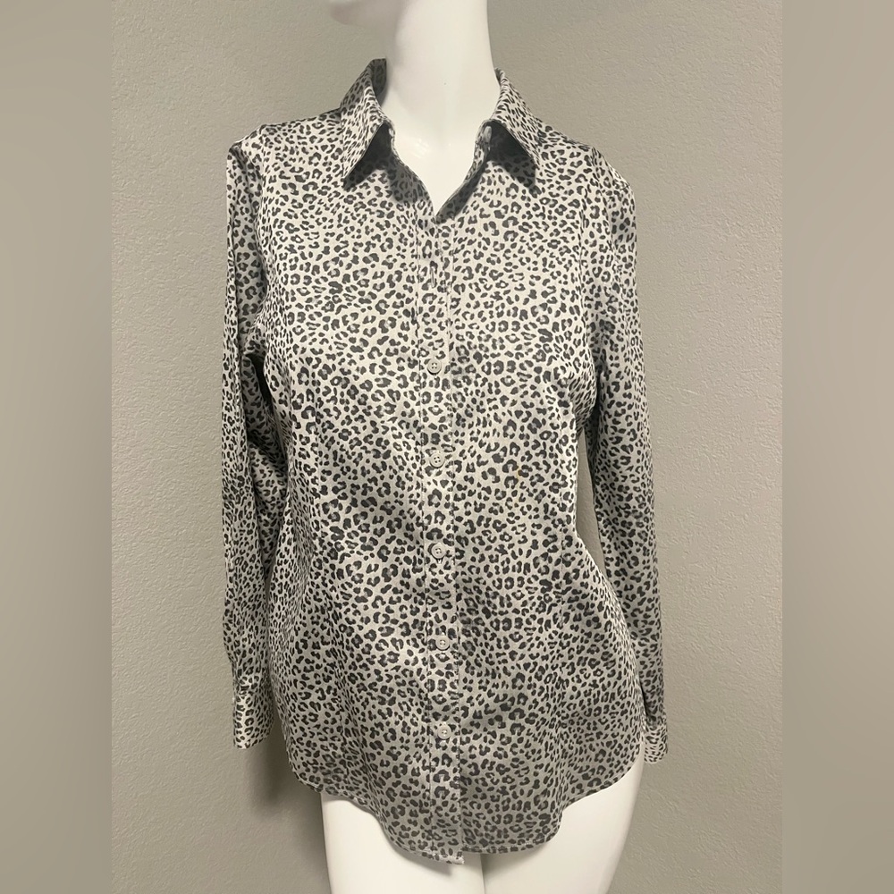 CHICO”S Women’s NO - IRON COOLMAX  ALL SEASON Black & Gray Shirt Size 0 / XS